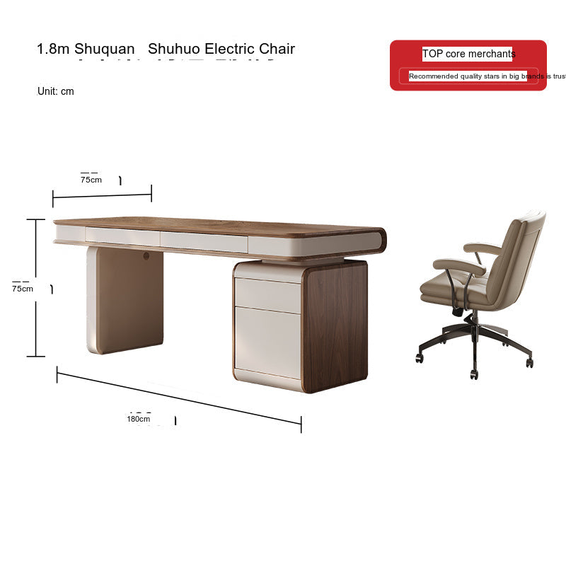 QUANMU Santiago Luxe Walnut Minimalist Computer Desk from QUANMU