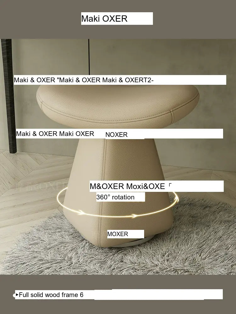 MOXER Iskandar Opulent Leather Upholstered Dressing Stool from MOXER