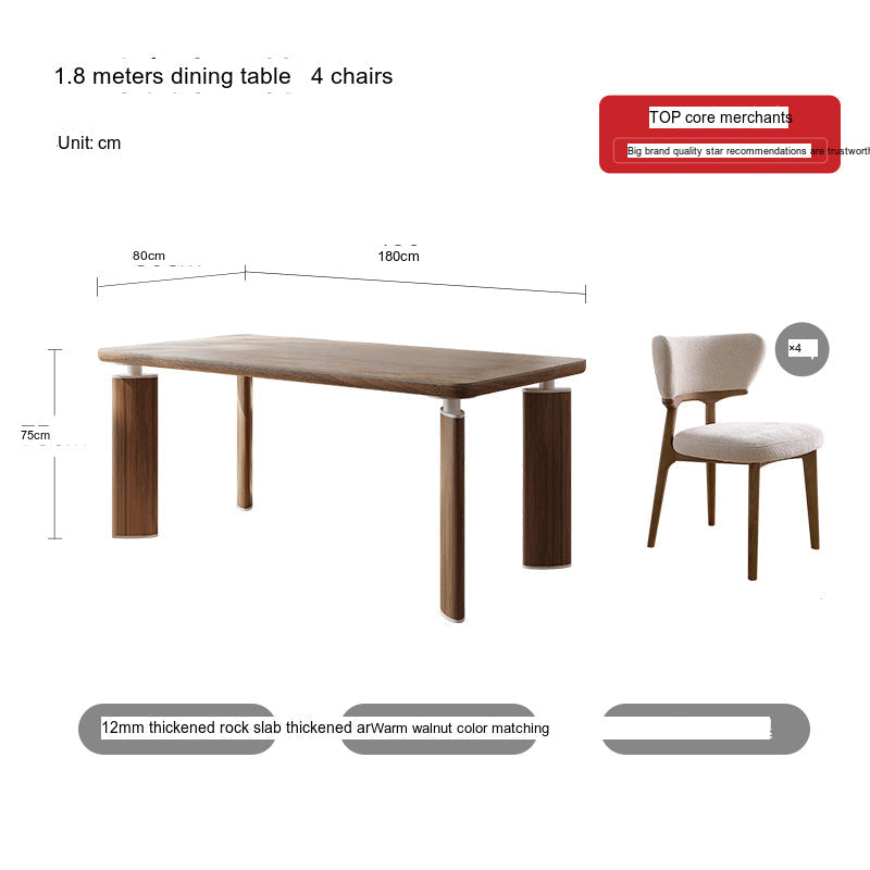 QUANMU Santiago Elegant Solid-Wood Rectangular Dining Table from QUANMU