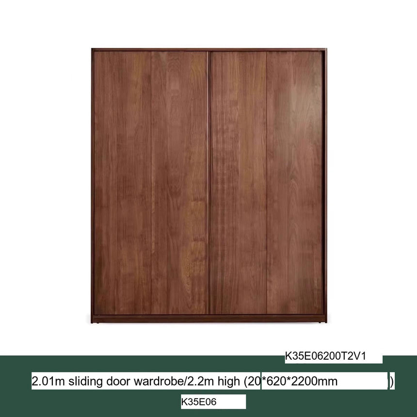 GENJI Sapporo Rustic Black Walnut Sliding Door Wardrobe from GENJI