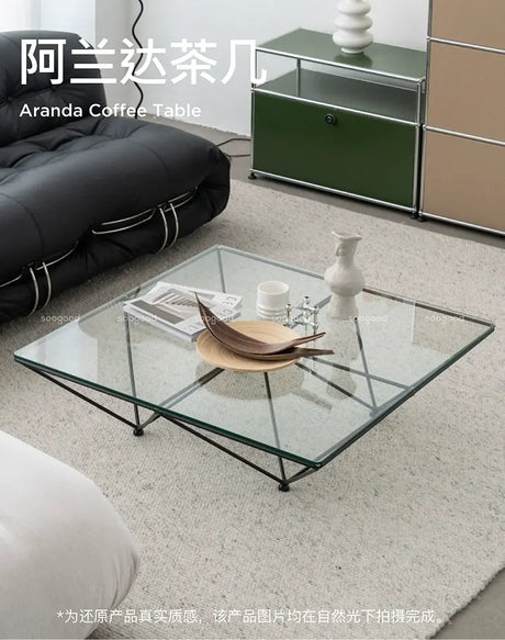 SOOGOOD Amaris Vintage Glass Square Coffee Table Modern Minimalist Wabi-Sabi Style from SOOGOOD