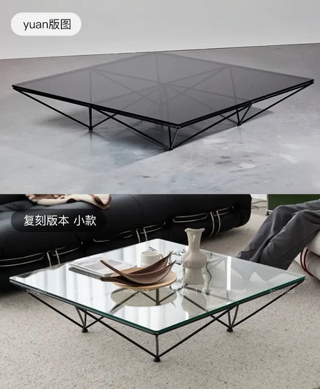 SOOGOOD Amaris Vintage Glass Square Coffee Table Modern Minimalist Wabi-Sabi Style from SOOGOOD