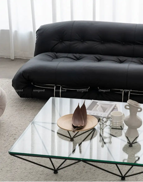 SOOGOOD Amaris Vintage Glass Square Coffee Table Modern Minimalist Wabi-Sabi Style from SOOGOOD