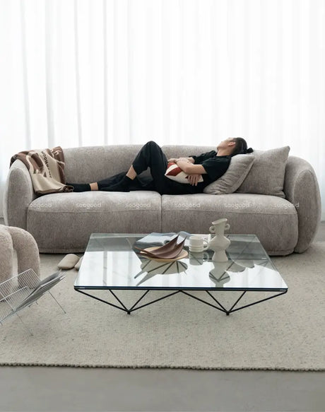 SOOGOOD Amaris Vintage Glass Square Coffee Table Modern Minimalist Wabi-Sabi Style from SOOGOOD