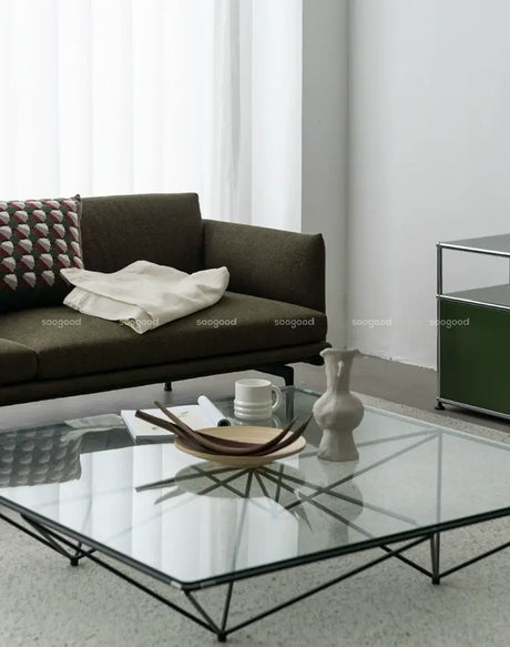 SOOGOOD Amaris Vintage Glass Square Coffee Table Modern Minimalist Wabi-Sabi Style from SOOGOOD