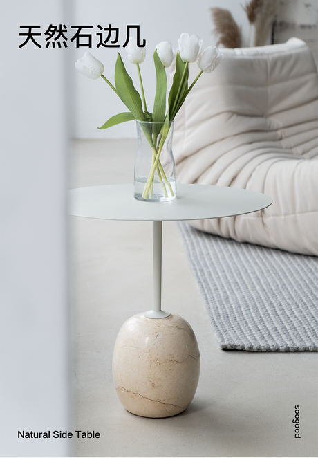 SOOGOOD Haruki Elegant Nordic Marble Iron Art Nightstand from SOOGOOD