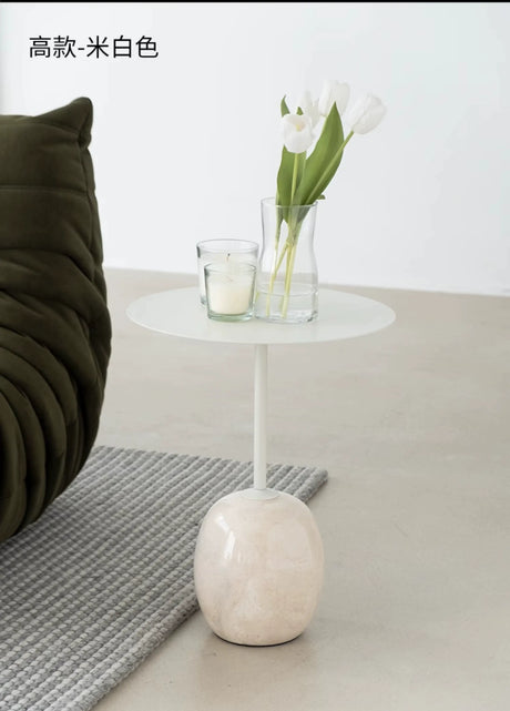 SOOGOOD Haruki Elegant Nordic Marble Iron Art Nightstand from SOOGOOD