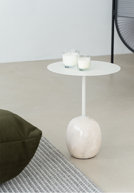 SOOGOOD Haruki Elegant Nordic Marble Iron Art Nightstand from SOOGOOD