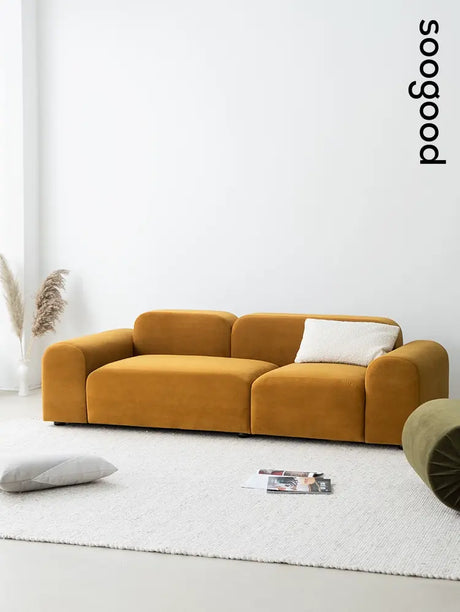 SOOGOOD Jinsol Modern Irregular Design Sofa – Three-Seater Red Fabric from SOOGOOD
