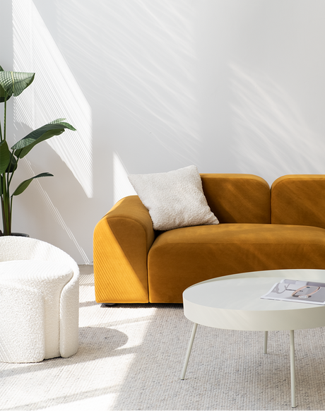 SOOGOOD Jinsol Modern Irregular Design Sofa – Three-Seater Red Fabric from SOOGOOD
