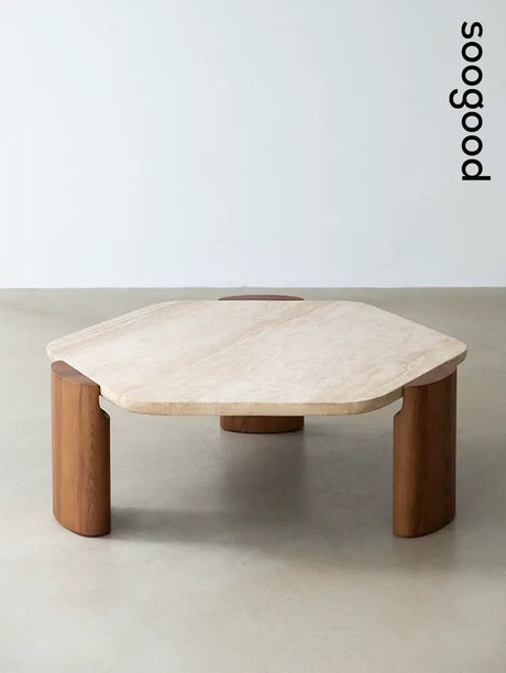 SOOGOOD Kaori Elegant Natural Travertine Coffee Table from SOOGOOD