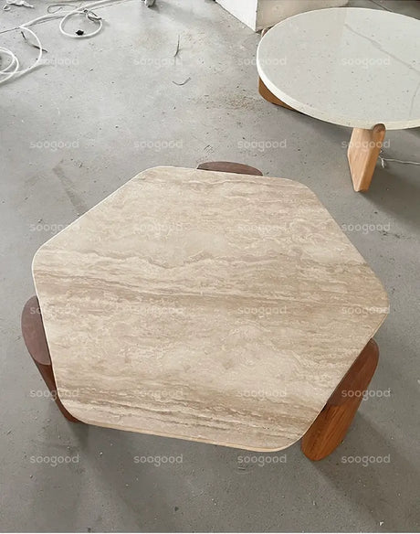 SOOGOOD Kaori Elegant Natural Travertine Coffee Table from SOOGOOD