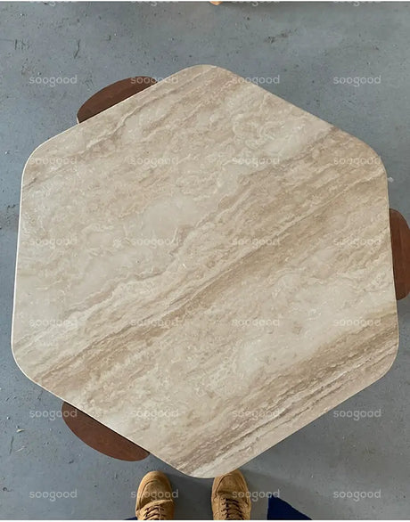 SOOGOOD Kaori Elegant Natural Travertine Coffee Table from SOOGOOD