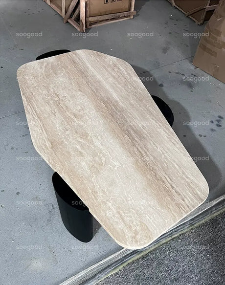 SOOGOOD Kaori Elegant Natural Travertine Coffee Table from SOOGOOD