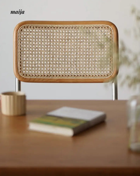 Vintage Leather Rattan Chair from maija