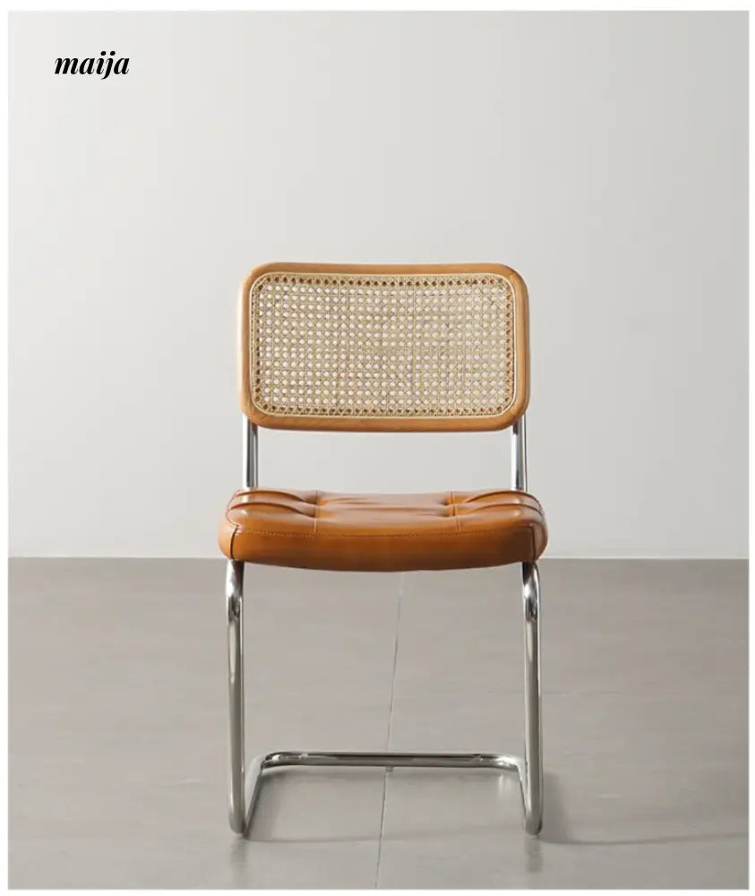 Vintage Leather Rattan Chair from maija