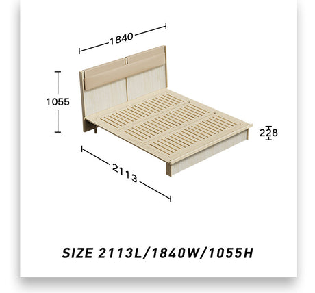 TELLS Amaya Contemporary Solid Wood Double Bed with Retro Cream Finish from TELLS