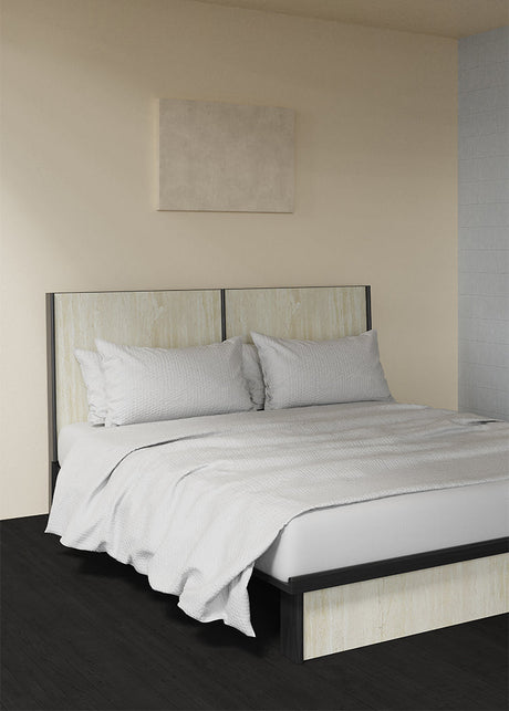 TELLS Amaya Contemporary Solid Wood Double Bed with Retro Cream Finish from TELLS