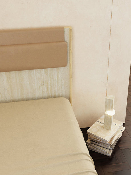 TELLS Amaya Contemporary Solid Wood Double Bed with Retro Cream Finish from TELLS