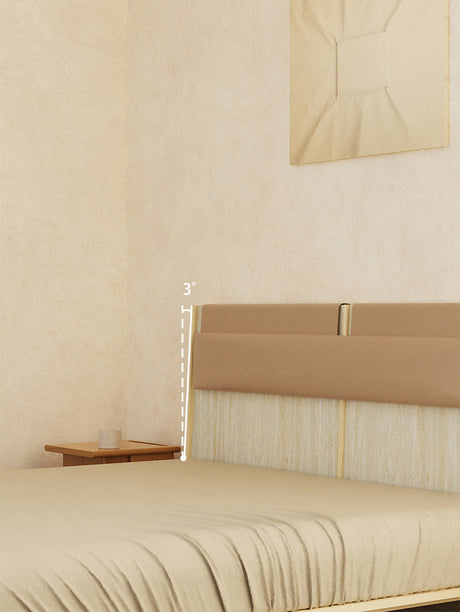 TELLS Amaya Contemporary Solid Wood Double Bed with Retro Cream Finish from TELLS
