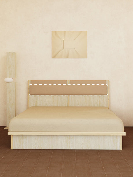 TELLS Amaya Contemporary Solid Wood Double Bed with Retro Cream Finish from TELLS