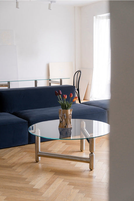 TELLS Isolde Sleek Minimalist Round Retro Coffee Table from TELLS