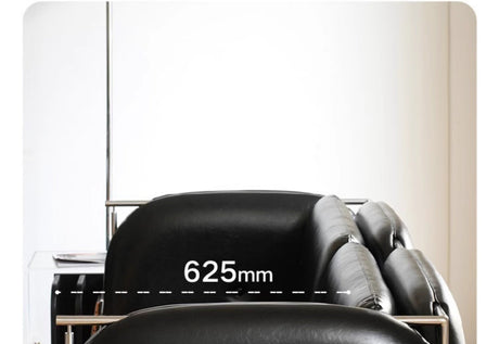 TELLS Marcellus Elegant Vintage Black Leather Sofa with Stainless Steel Accents from TELLS