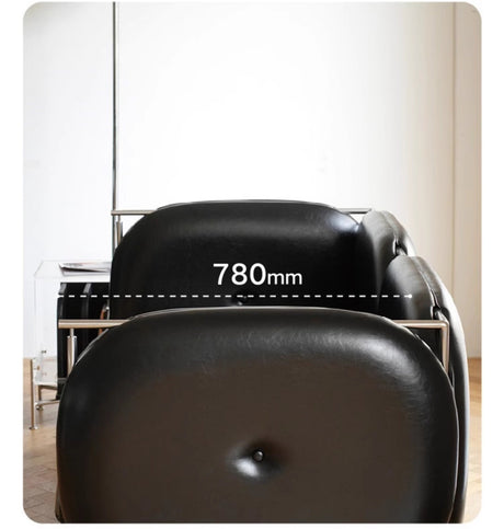 TELLS Marcellus Elegant Vintage Black Leather Sofa with Stainless Steel Accents from TELLS