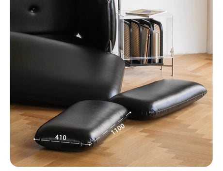 TELLS Marcellus Elegant Vintage Black Leather Sofa with Stainless Steel Accents from TELLS