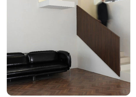 TELLS Marcellus Elegant Vintage Black Leather Sofa with Stainless Steel Accents from TELLS