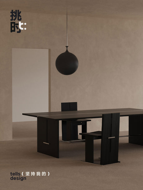 TELLS Santiago Retro Luxury Black Solid Wood Dining Chair from TELLS