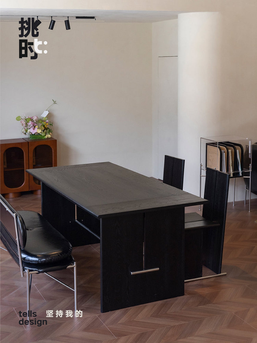 TELLS Santiago Rustic Black Walnut Dining Table from TELLS