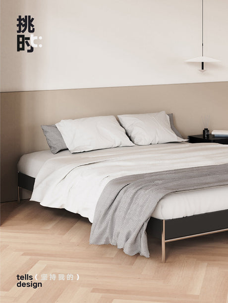 TELLS Santiago Solid Wood Modern Retro Double Bed with Shelf from TELLS