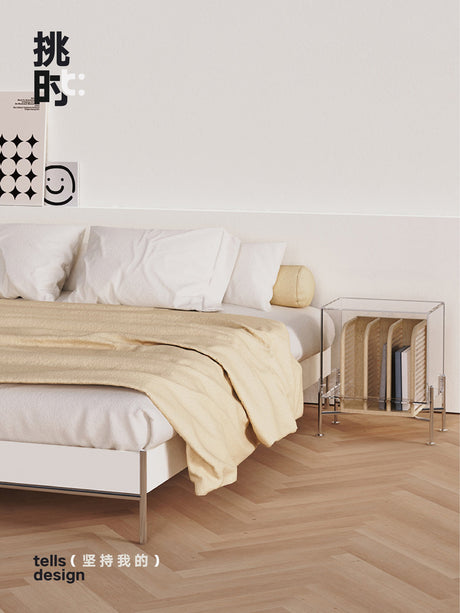 TELLS Santiago Solid Wood Modern Retro Double Bed with Shelf from TELLS