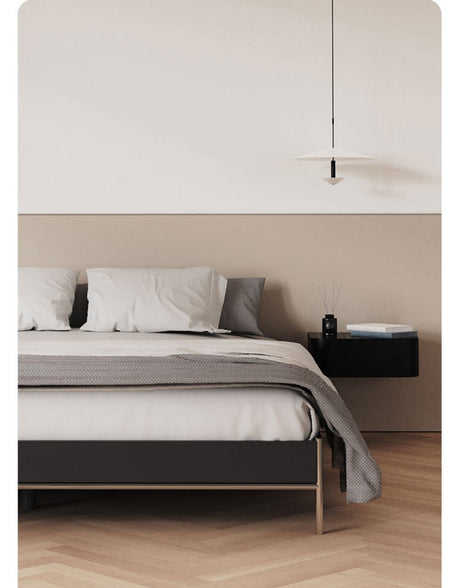 TELLS Santiago Solid Wood Modern Retro Double Bed with Shelf from TELLS