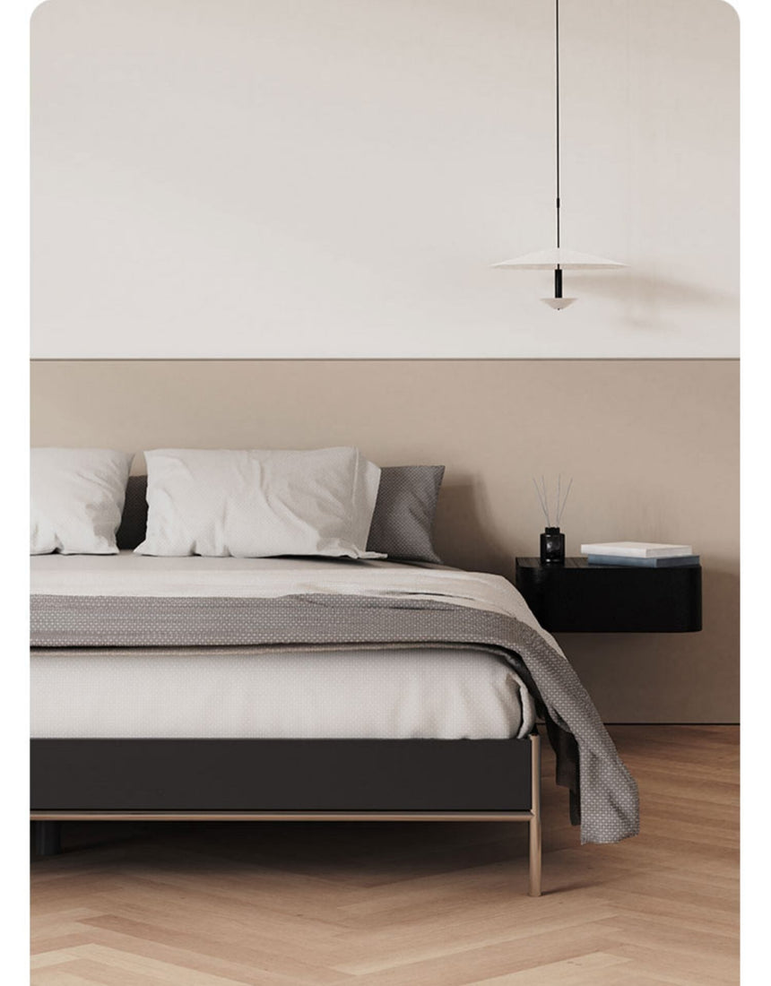 TELLS Santiago Solid Wood Modern Retro Double Bed with Shelf from TELLS