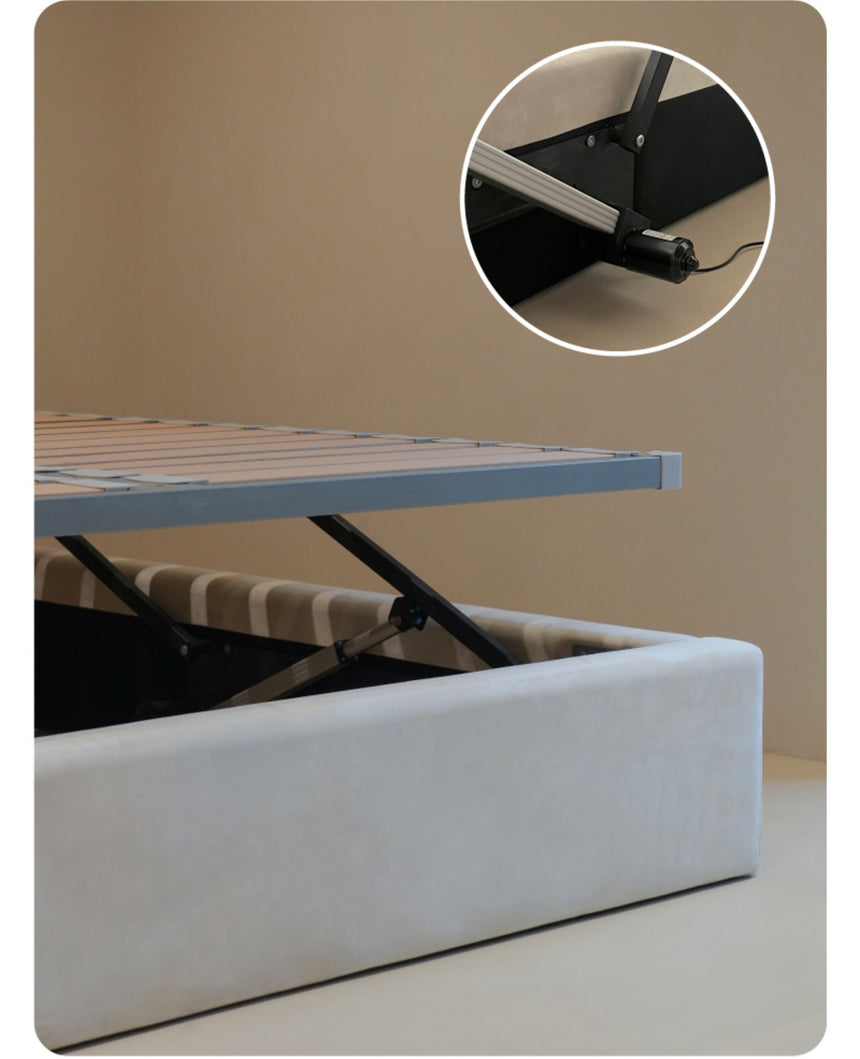TELLS Zephyra Luxurious Soft Matte Leather Modern Retro Smart Bed Electric Lift Floor Storage Master Bedroom Bed from TELLS