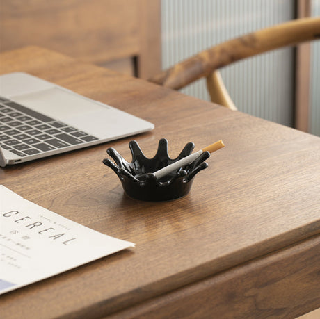 TIANRUN Aveline Chic Crown Black Ceramic Ashtray from TIANRUN