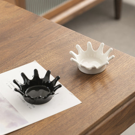TIANRUN Aveline Chic Crown Black Ceramic Ashtray from TIANRUN