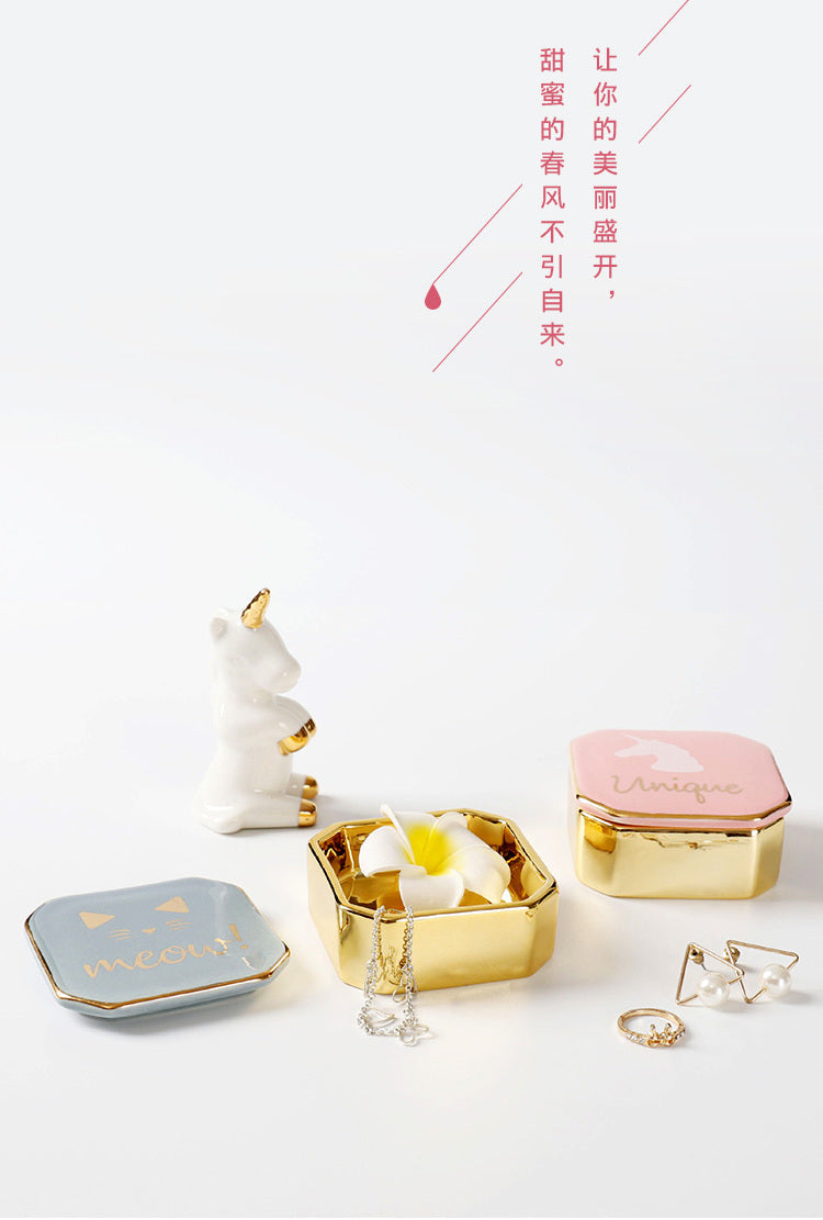 TIANRUN Celestine Elegant Ceramic Jewelry Storage Box from TIANRUN