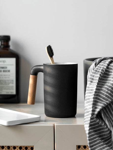 TIANRUN Lystra Elegant Ceramic Natural Wood Mouthwash Set from TIANRUN