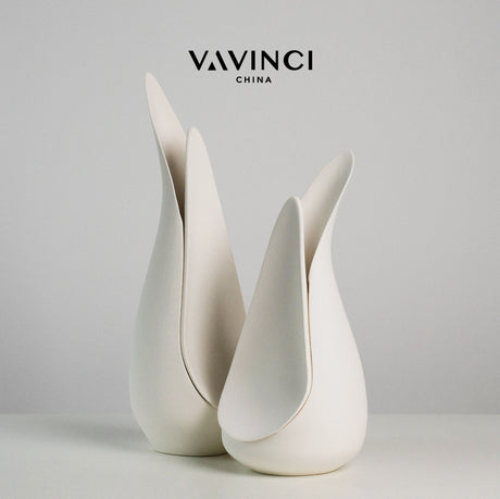 VAVINCI Alhambra Minimalist Modern White Ceramic Flower Vase from VAVINCI