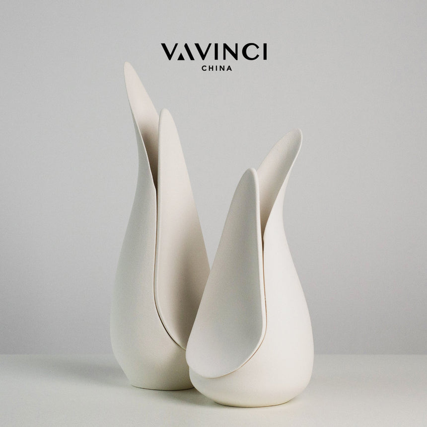 VAVINCI Alhambra Minimalist Modern White Ceramic Flower Vase from VAVINCI
