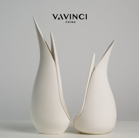 VAVINCI Alhambra Minimalist Modern White Ceramic Flower Vase from VAVINCI