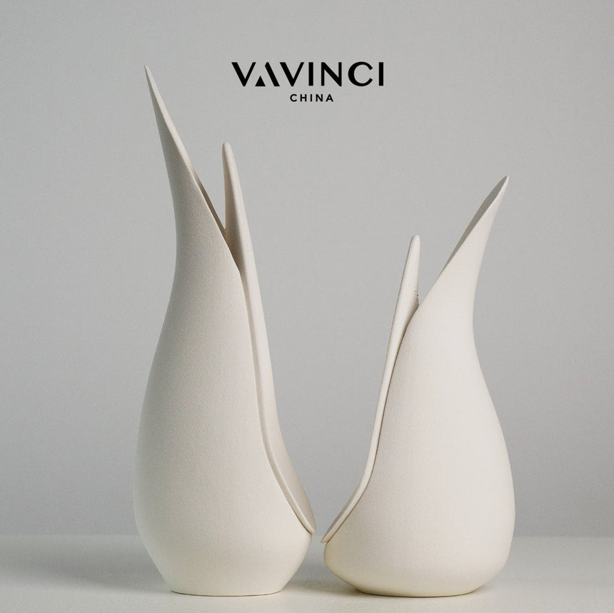 VAVINCI Alhambra Minimalist Modern White Ceramic Flower Vase from VAVINCI