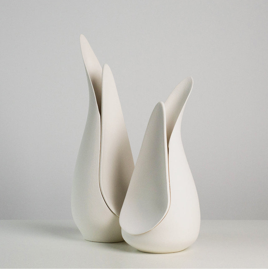 VAVINCI Alhambra Minimalist Modern White Ceramic Flower Vase from VAVINCI