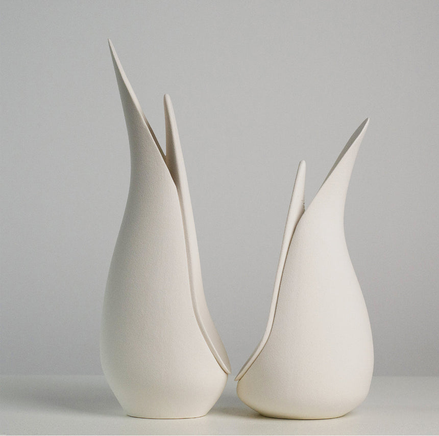 VAVINCI Alhambra Minimalist Modern White Ceramic Flower Vase from VAVINCI