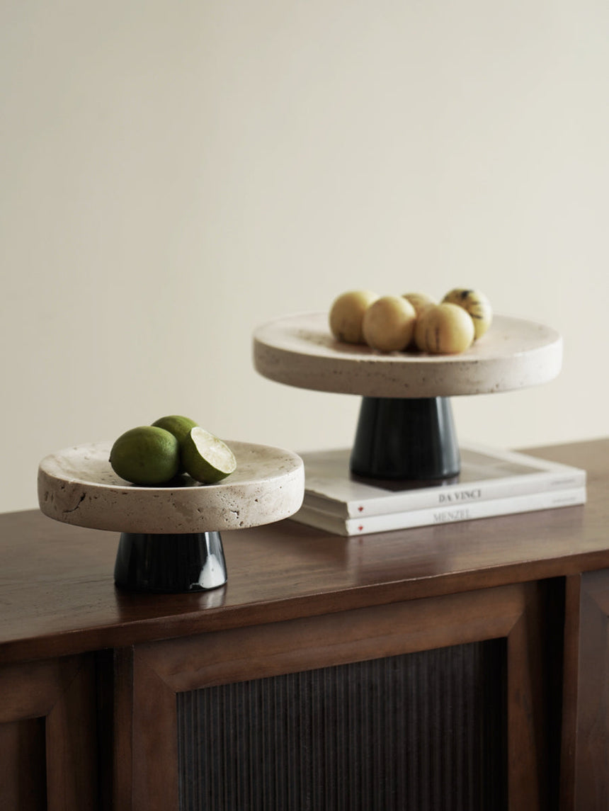 VAVINCI Araceli Elegant Round Tray - Creative Travertine & Solid Wood Ornaments from VAVINCI