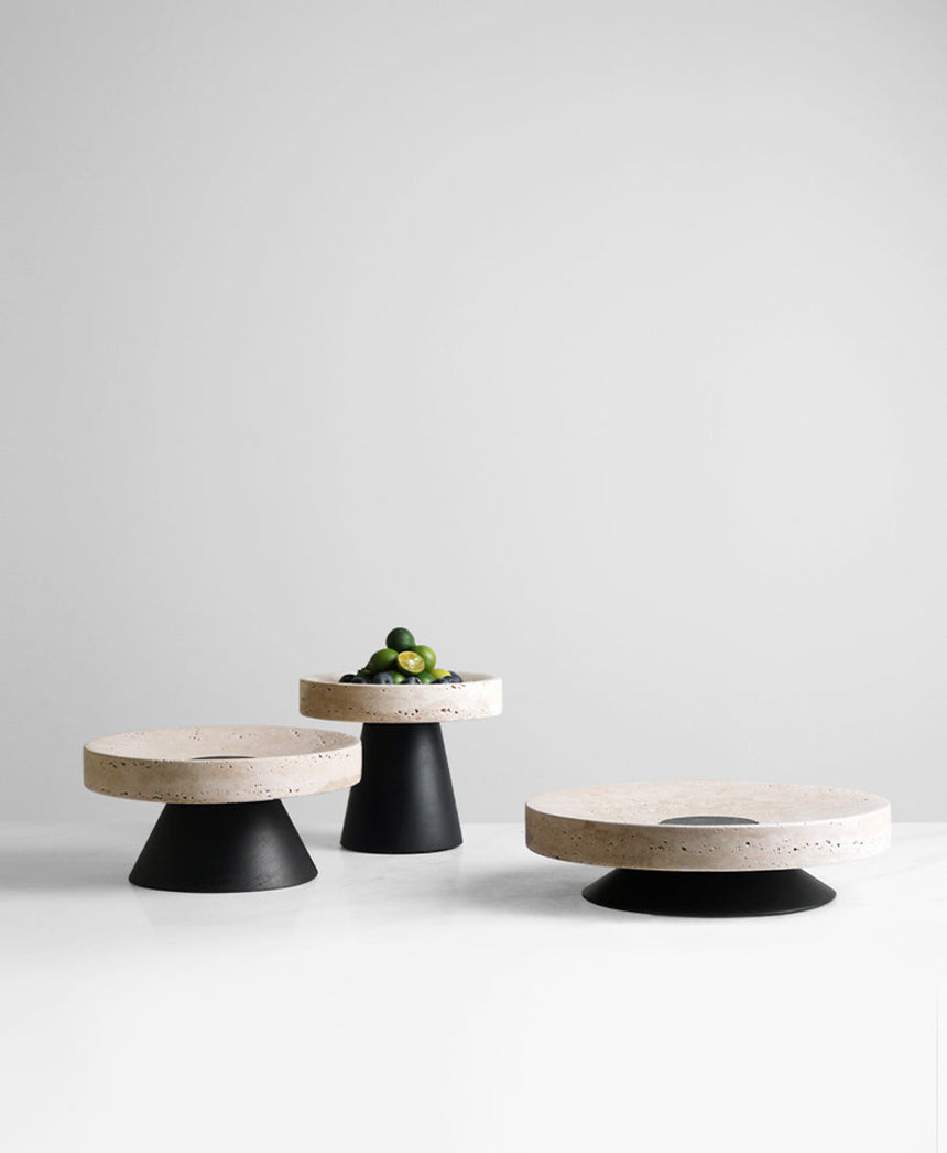 VAVINCI Araceli Elegant Round Tray - Creative Travertine & Solid Wood Ornaments from VAVINCI