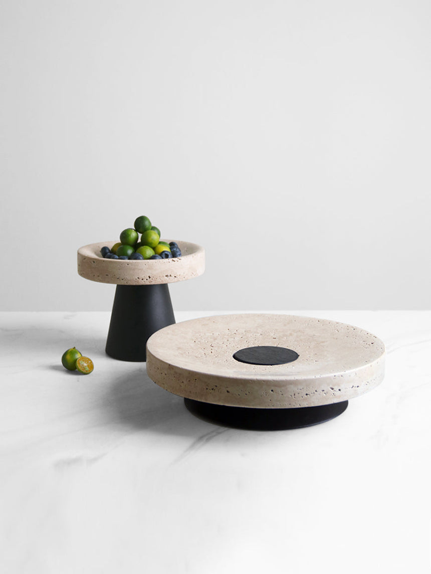 VAVINCI Araceli Elegant Round Tray - Creative Travertine & Solid Wood Ornaments from VAVINCI